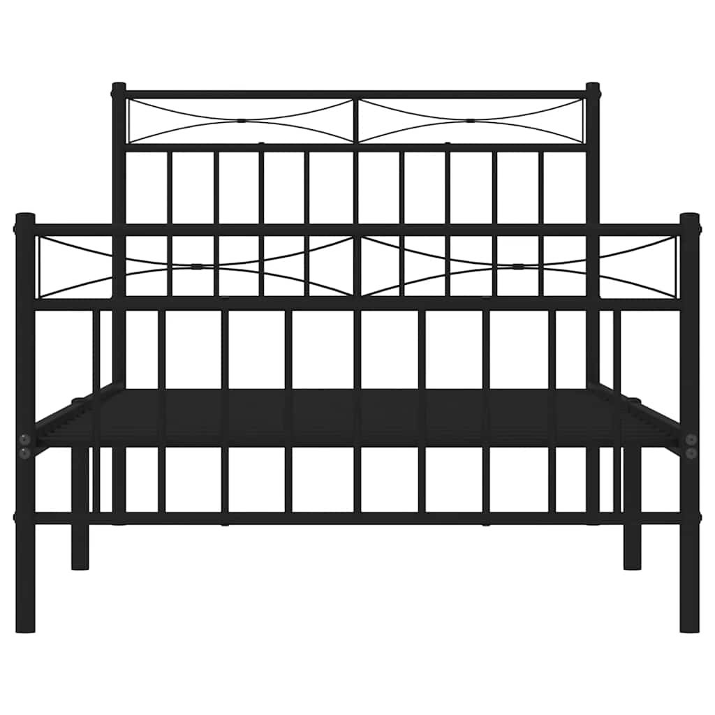 Metalni okvir kreveta uzglavlje i podnožje crni 100x190 cm