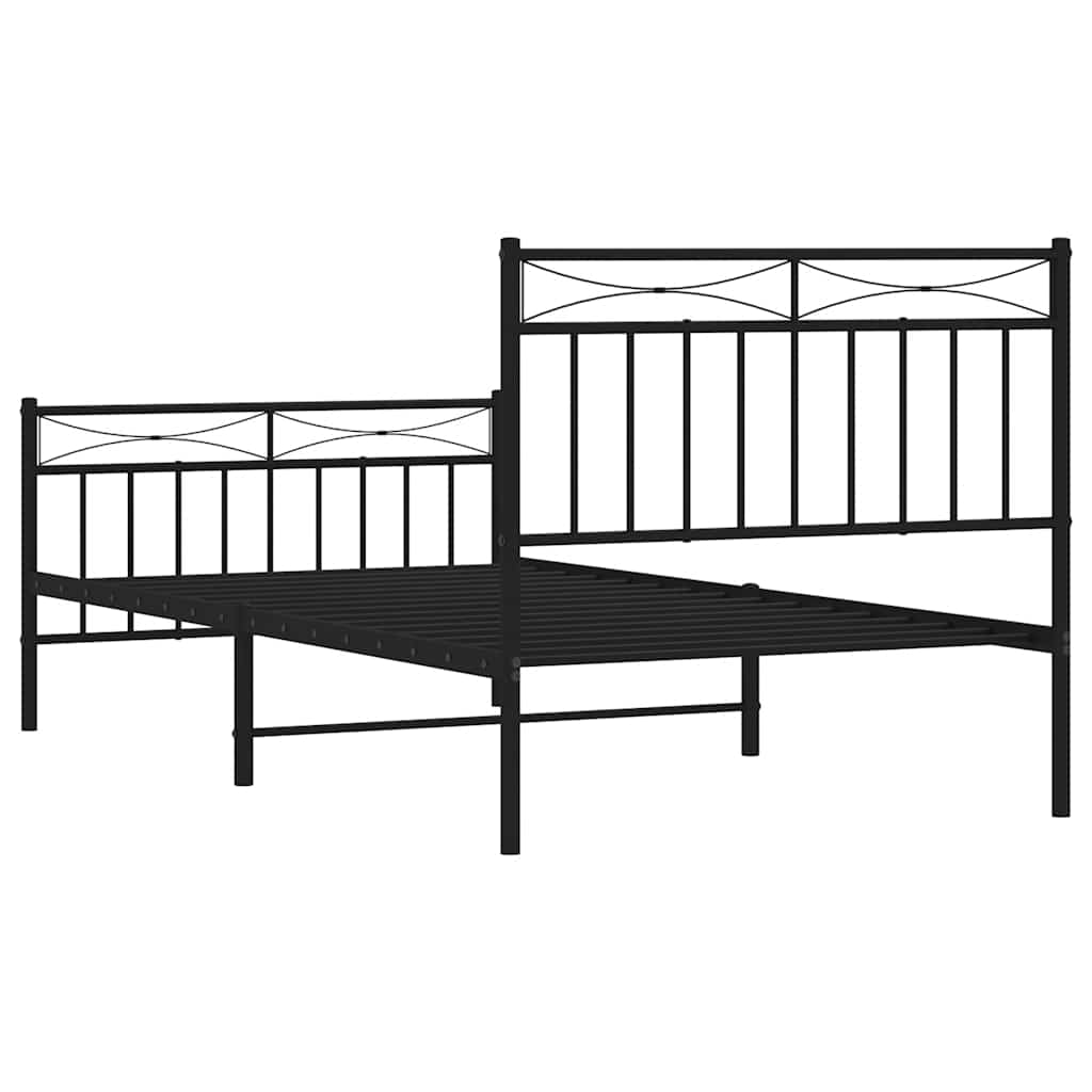 Metalni okvir kreveta uzglavlje i podnožje crni 100x190 cm