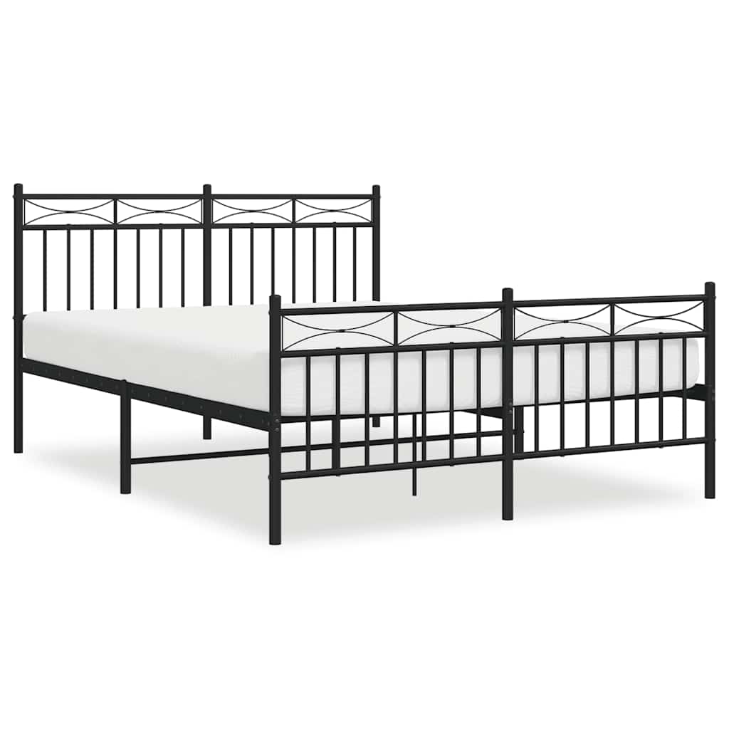 Metalni okvir kreveta uzglavlje i podnožje crni 135x190 cm