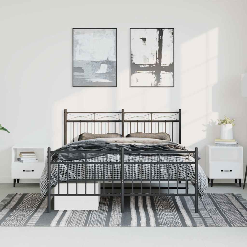 Metalni okvir kreveta uzglavlje i podnožje crni 135x190 cm