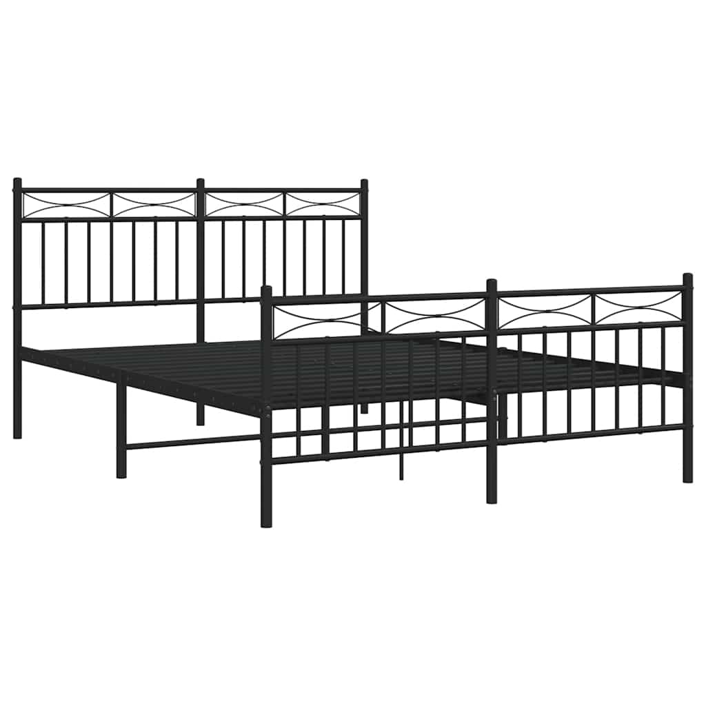 Metalni okvir kreveta uzglavlje i podnožje crni 135x190 cm