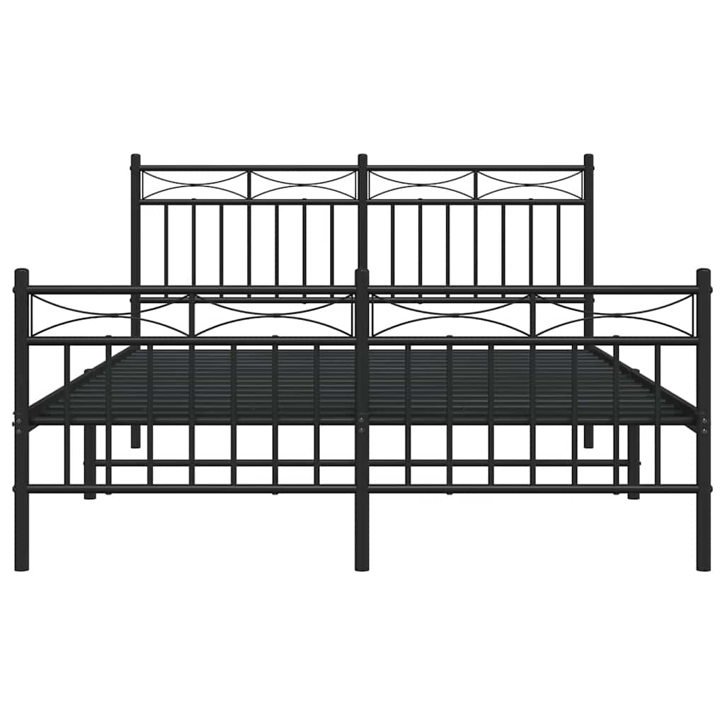 Metalni okvir kreveta uzglavlje i podnožje crni 135x190 cm