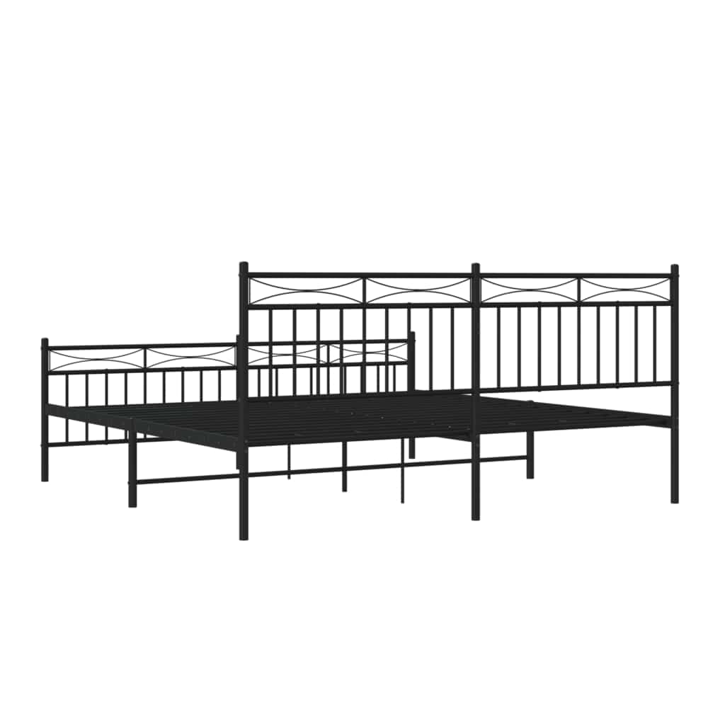 Metalni okvir kreveta uzglavlje i podnožje crni 183x213 cm