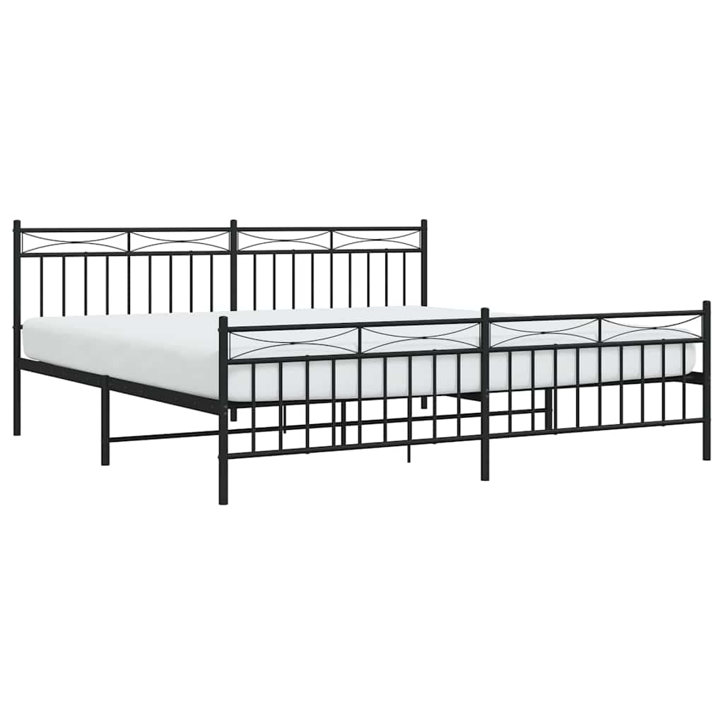 Metalni okvir kreveta uzglavlje i podnožje crni 193x203 cm