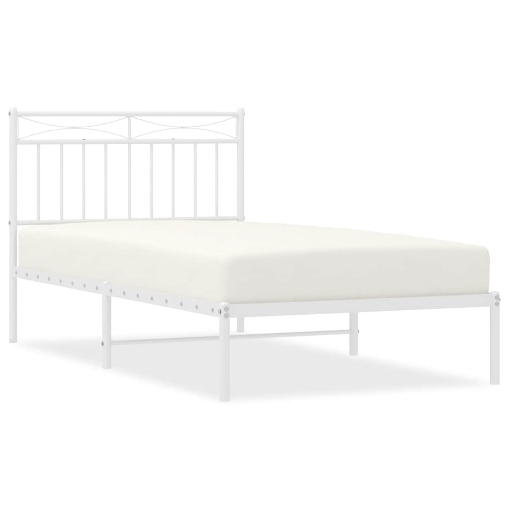Metalni okvir za krevet s uzglavljem bijeli 100x190 cm