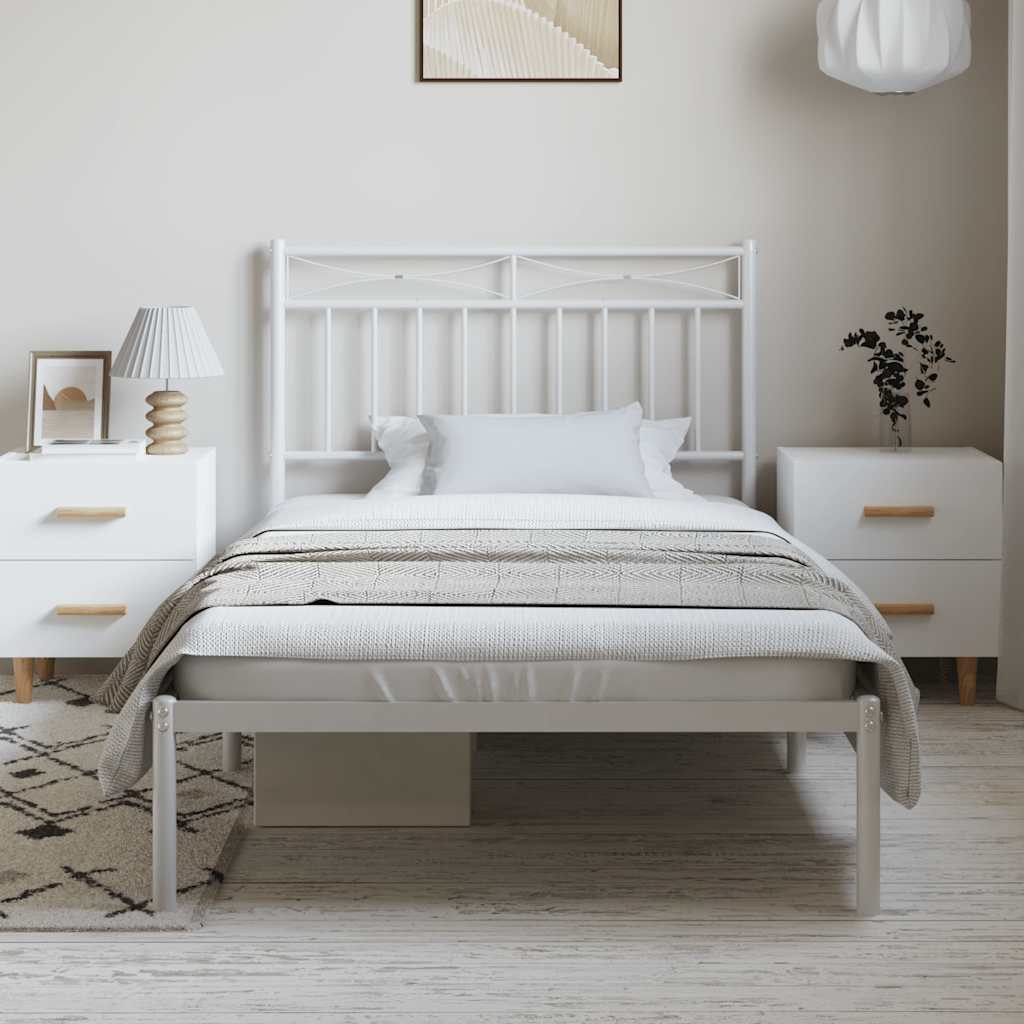Metalni okvir za krevet s uzglavljem bijeli 100x190 cm