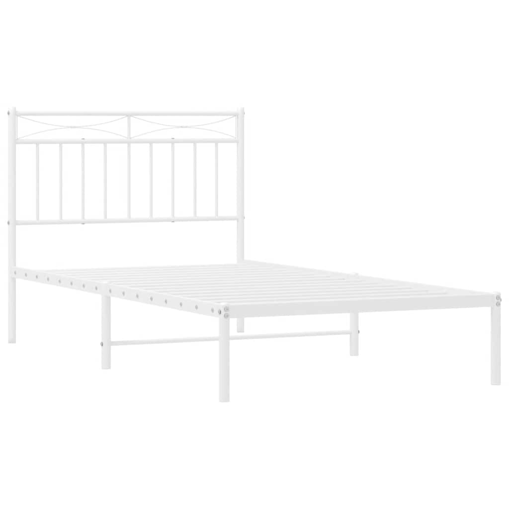 Metalni okvir za krevet s uzglavljem bijeli 100x190 cm