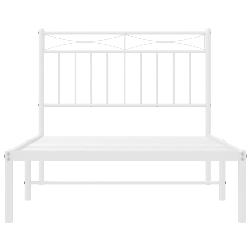 Metalni okvir za krevet s uzglavljem bijeli 100x190 cm