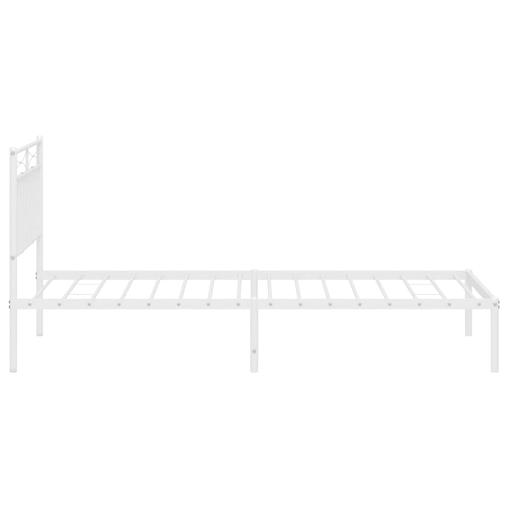 Metalni okvir za krevet s uzglavljem bijeli 100x190 cm