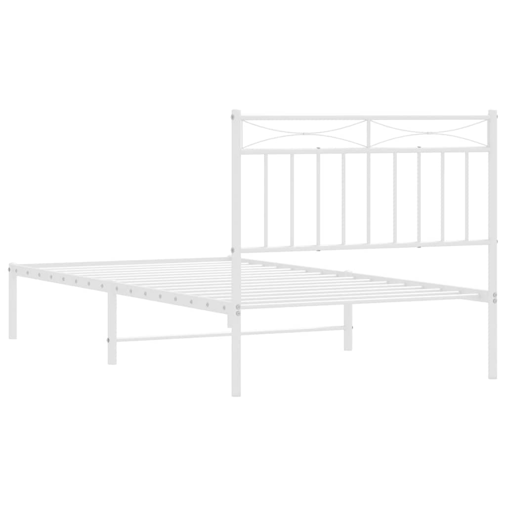 Metalni okvir za krevet s uzglavljem bijeli 100x190 cm