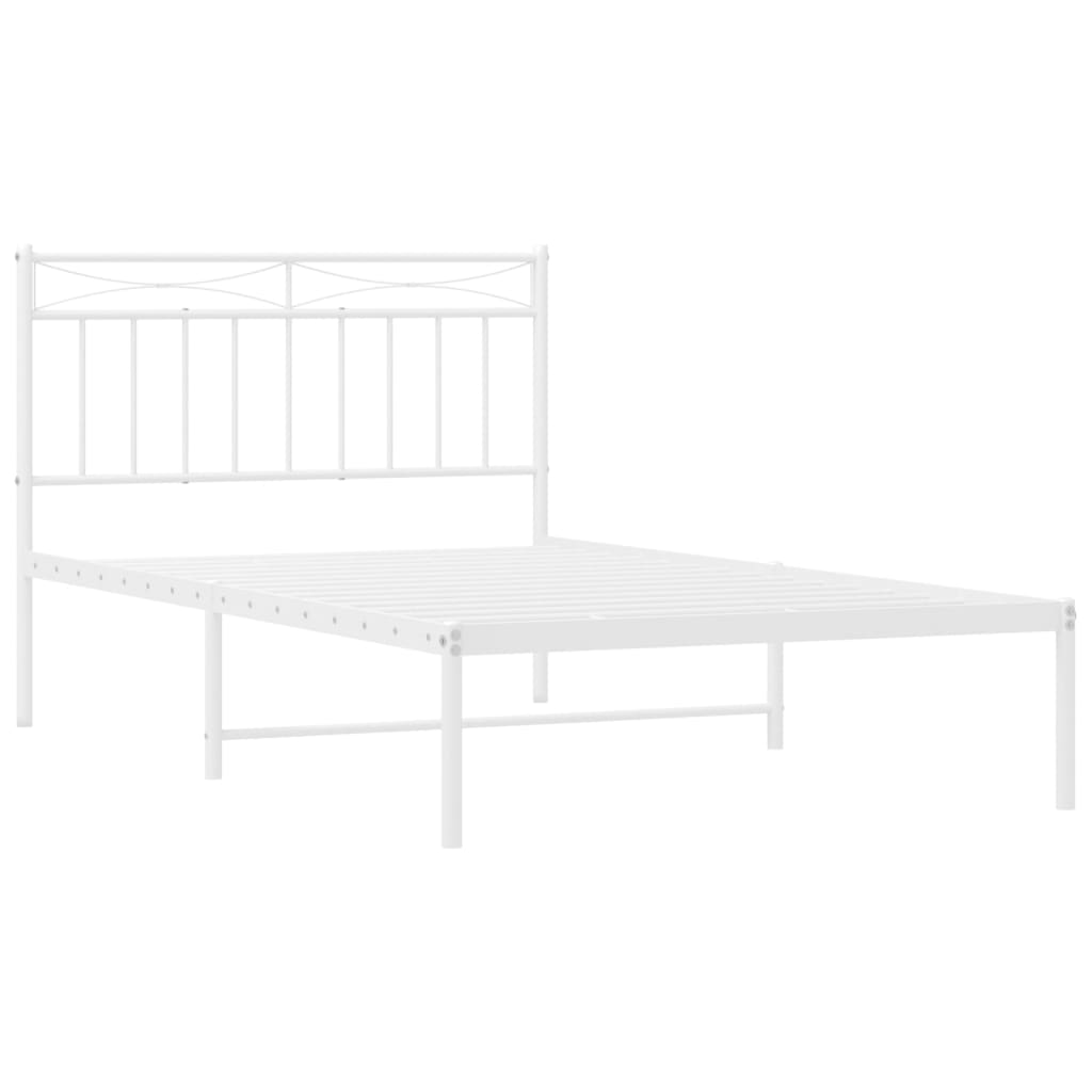 Metalni okvir za krevet s uzglavljem bijeli 107x203 cm