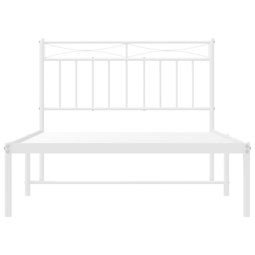 Metalni okvir za krevet s uzglavljem bijeli 107x203 cm