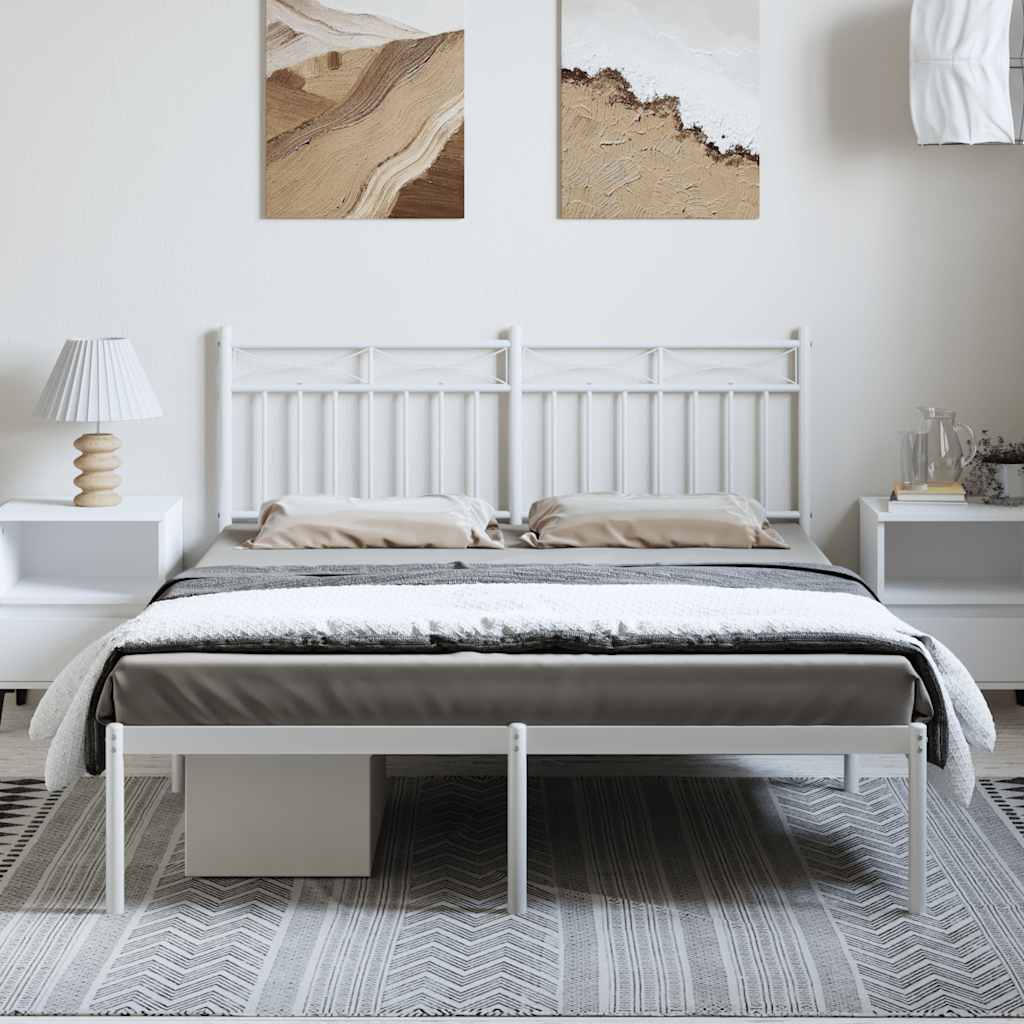 Metalni okvir za krevet s uzglavljem bijeli 135x190 cm