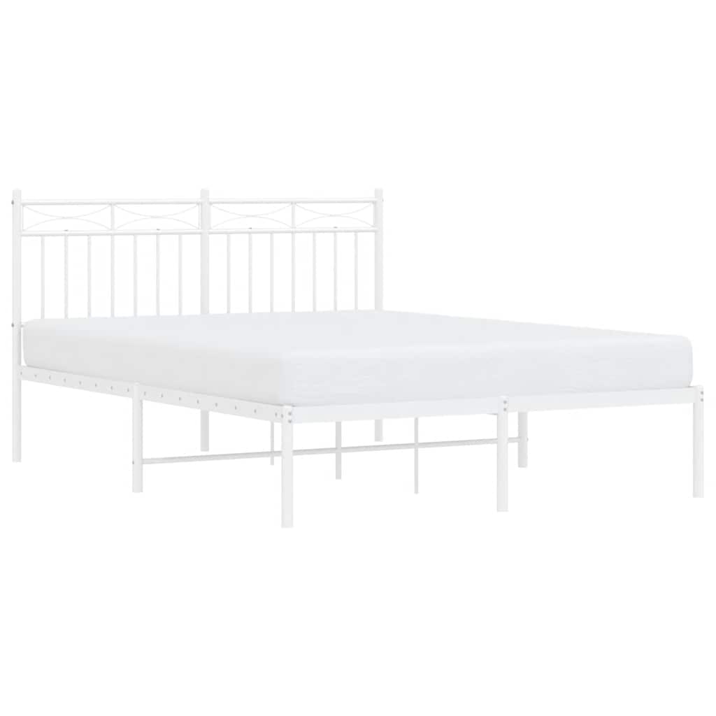 Metalni okvir za krevet s uzglavljem bijeli 135x190 cm