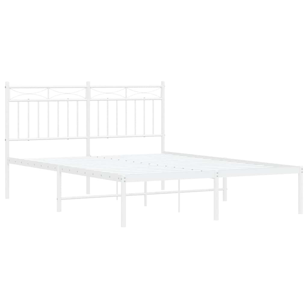 Metalni okvir za krevet s uzglavljem bijeli 135x190 cm