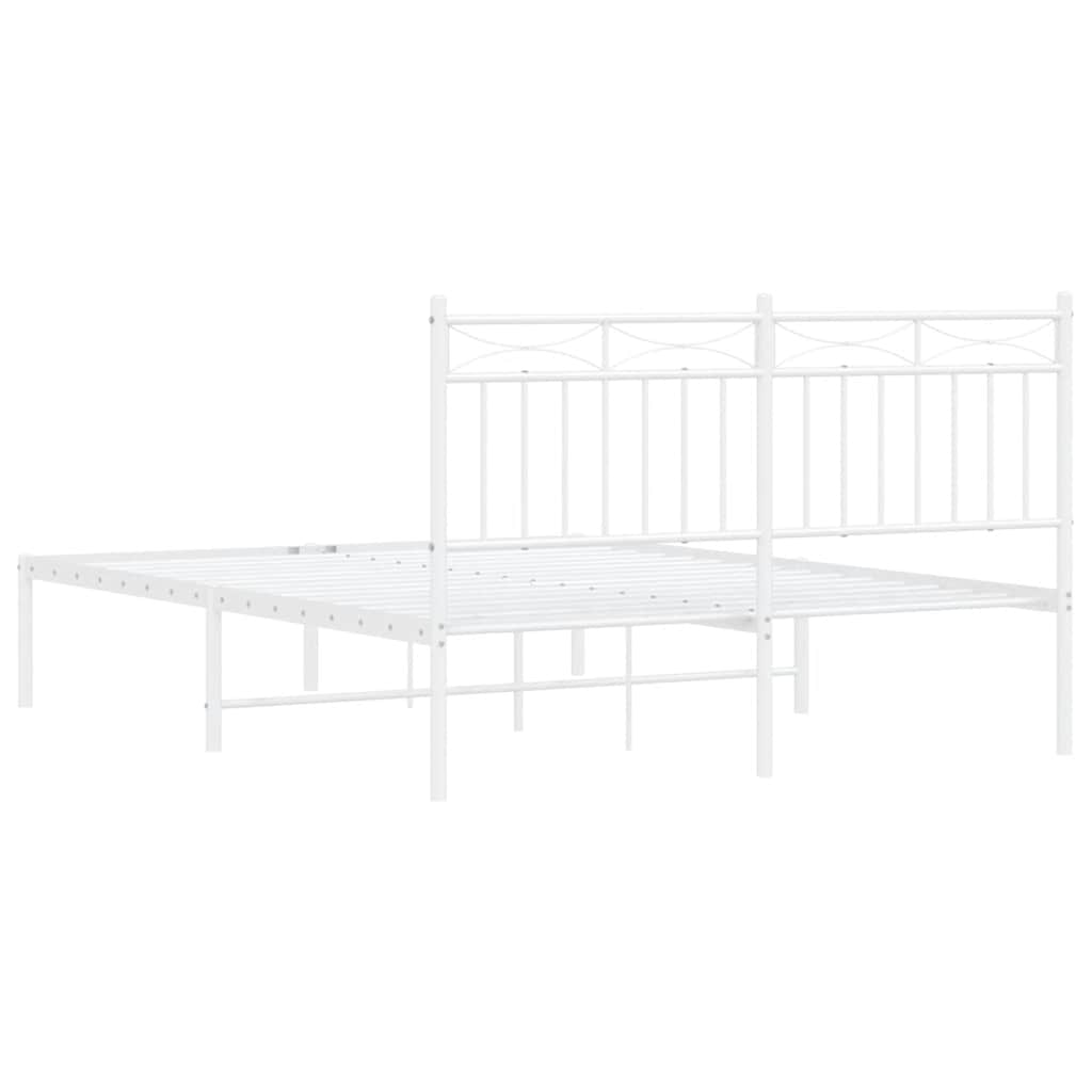 Metalni okvir za krevet s uzglavljem bijeli 135x190 cm