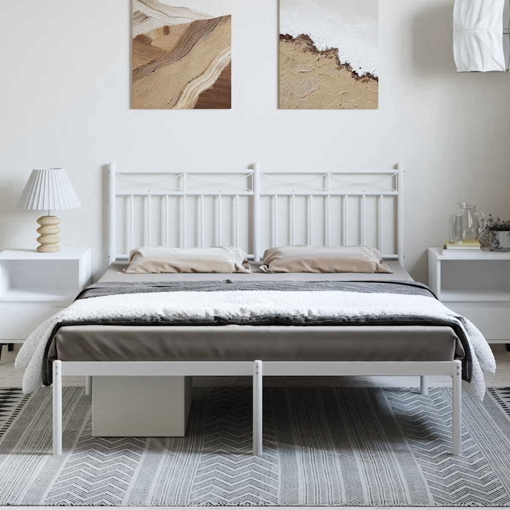 Metalni okvir za krevet s uzglavljem bijeli 150x200 cm