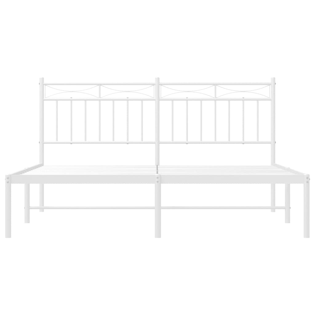 Metalni okvir za krevet s uzglavljem bijeli 150x200 cm