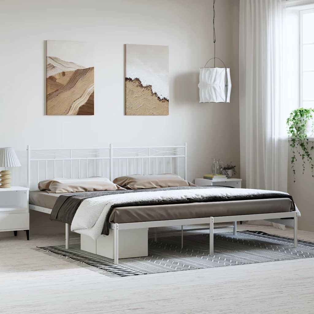 Metalni okvir za krevet s uzglavljem bijeli 183x213 cm