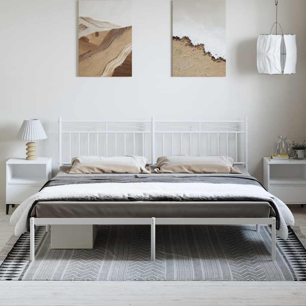 Metalni okvir za krevet s uzglavljem bijeli 193x203 cm