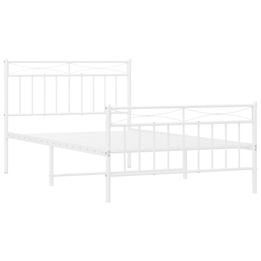 Metalni okvir kreveta uzglavlje i podnožje bijeli 100x200 cm