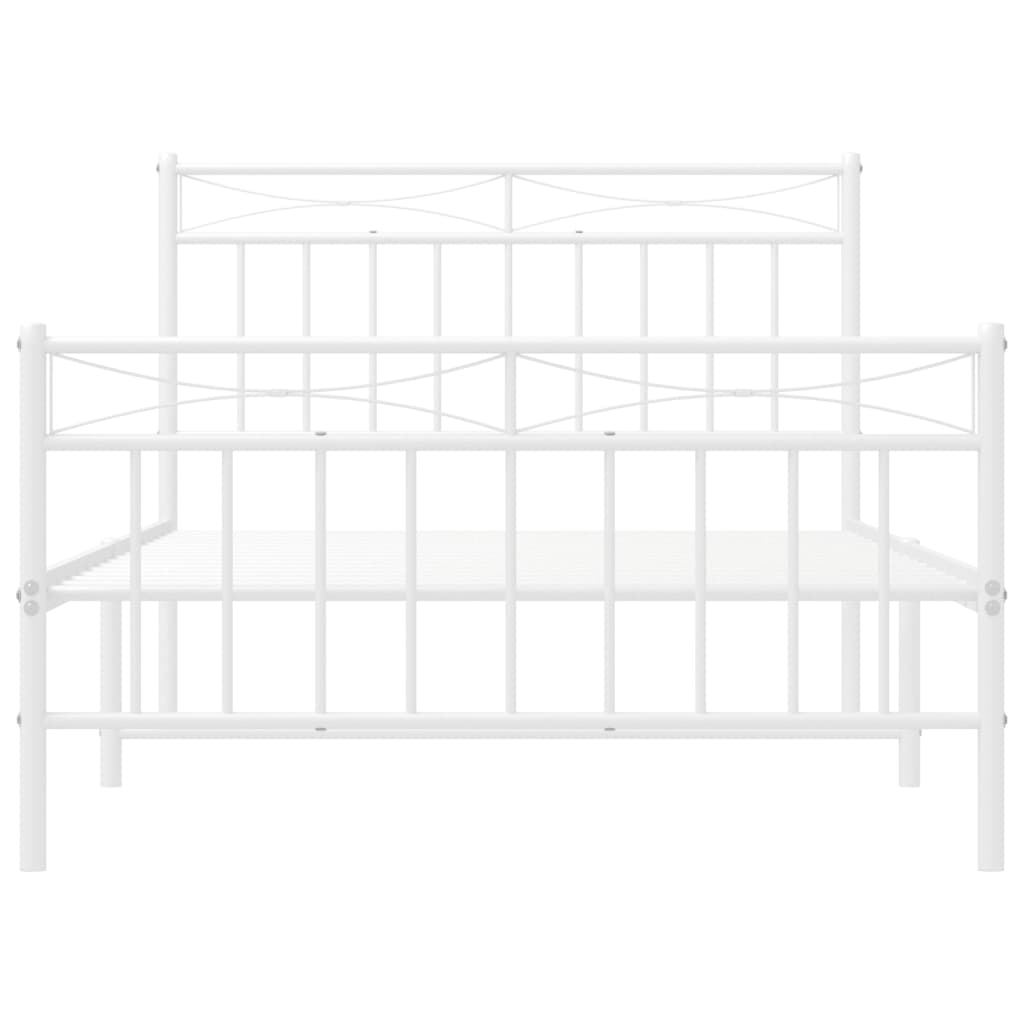 Metalni okvir kreveta uzglavlje i podnožje bijeli 107x203 cm