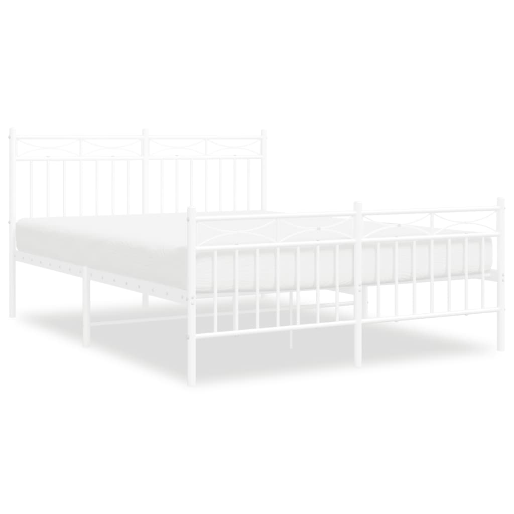 Metalni okvir kreveta uzglavlje i podnožje bijeli 140 x 190 cm