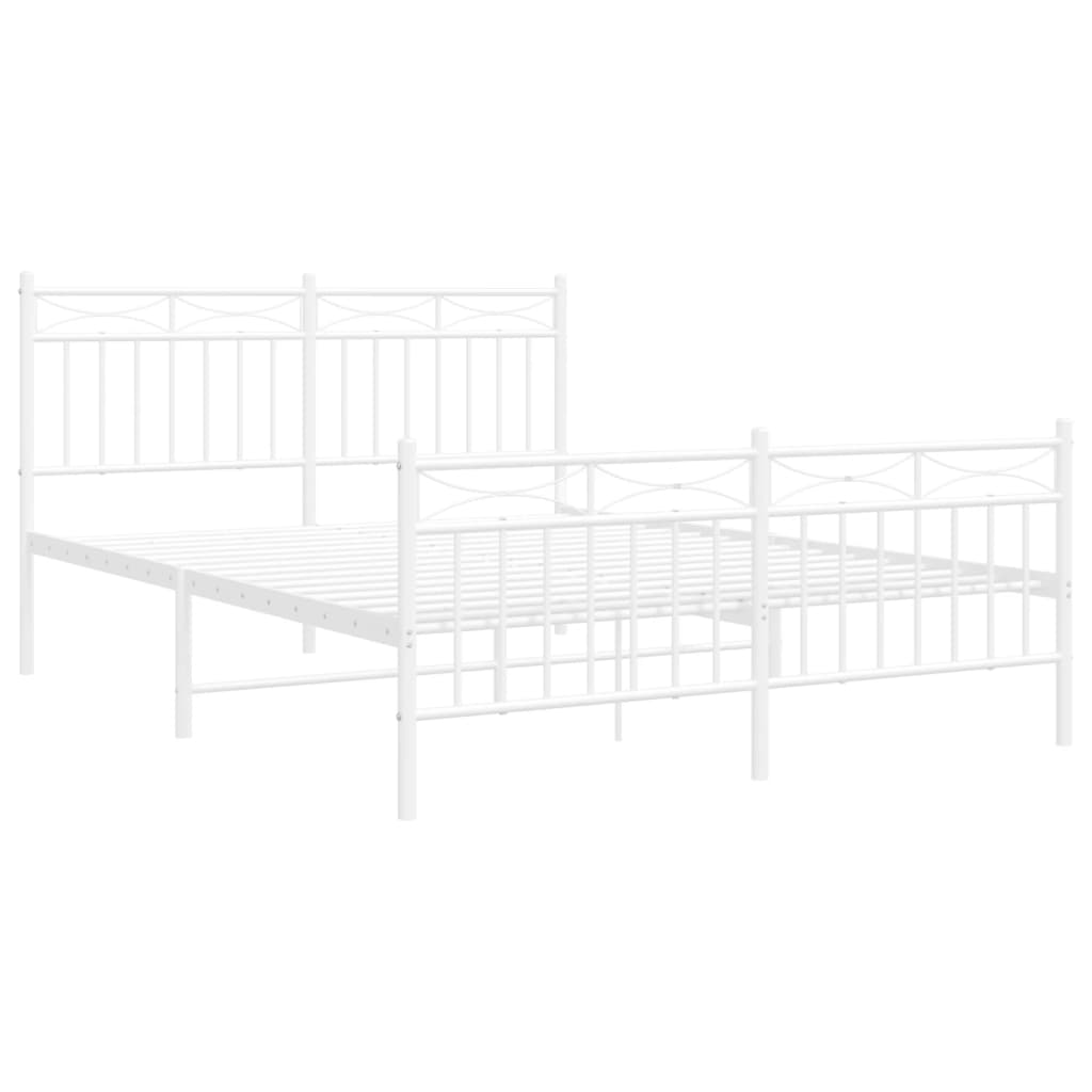 Metalni okvir kreveta uzglavlje i podnožje bijeli 140 x 190 cm