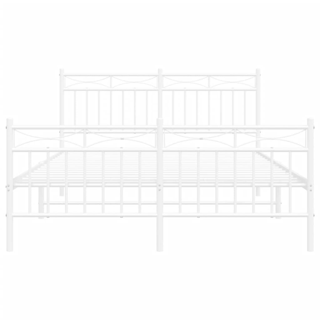 Metalni okvir kreveta uzglavlje i podnožje bijeli 140 x 190 cm