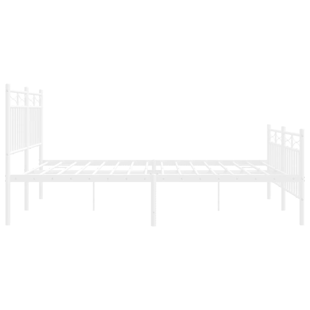 Metalni okvir kreveta uzglavlje i podnožje bijeli 140 x 190 cm