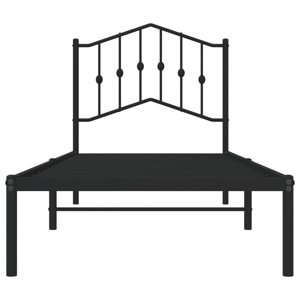 Metalni okvir za krevet s uzglavljem crni 80x200 cm