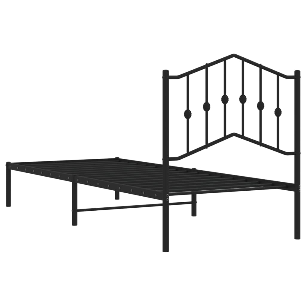 Metalni okvir za krevet s uzglavljem crni 80x200 cm