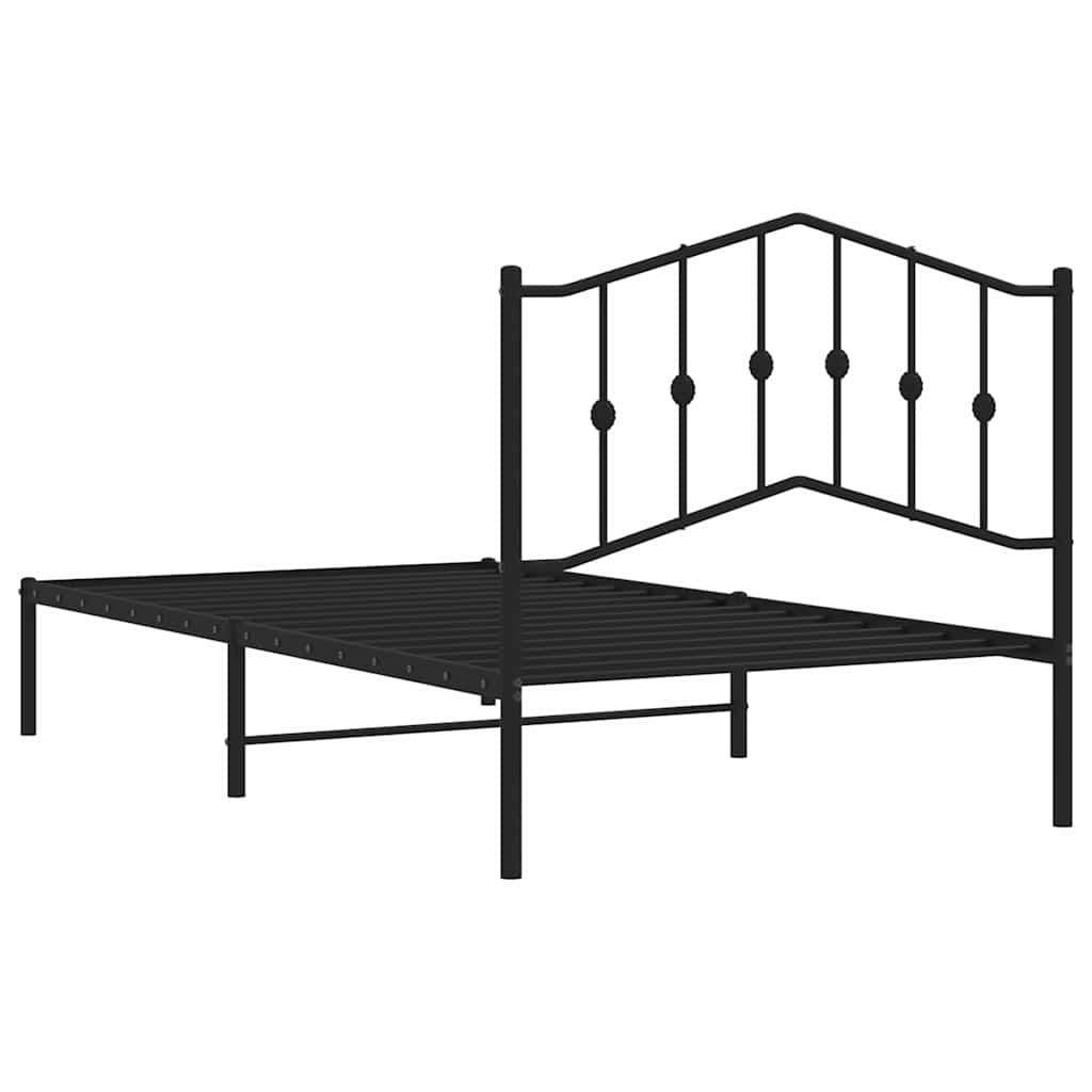 Metalni okvir za krevet s uzglavljem crni 100x190 cm