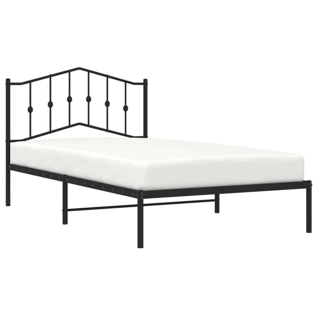 Metalni okvir za krevet s uzglavljem crni 107x203 cm