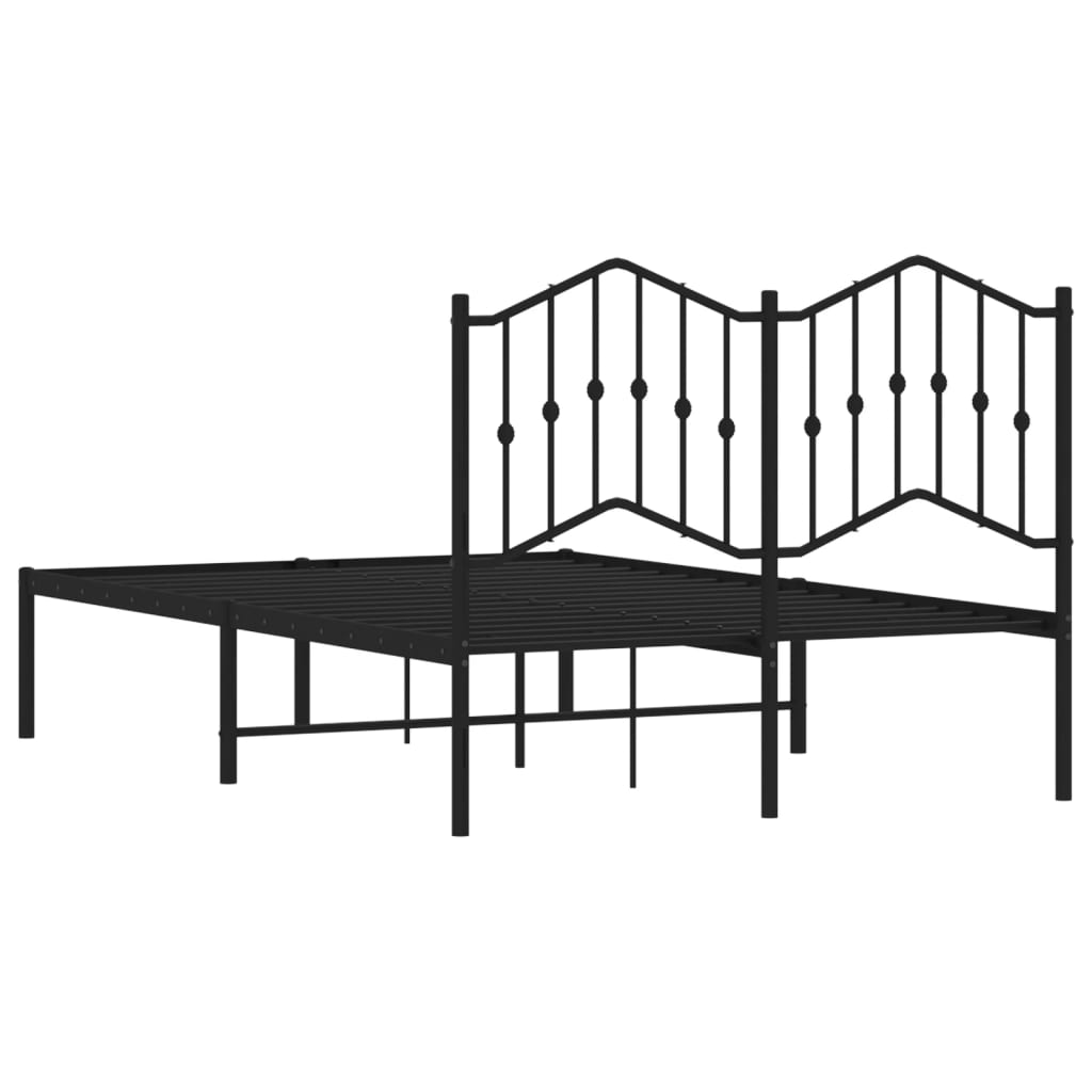 Metalni okvir za krevet s uzglavljem crni 120x190 cm