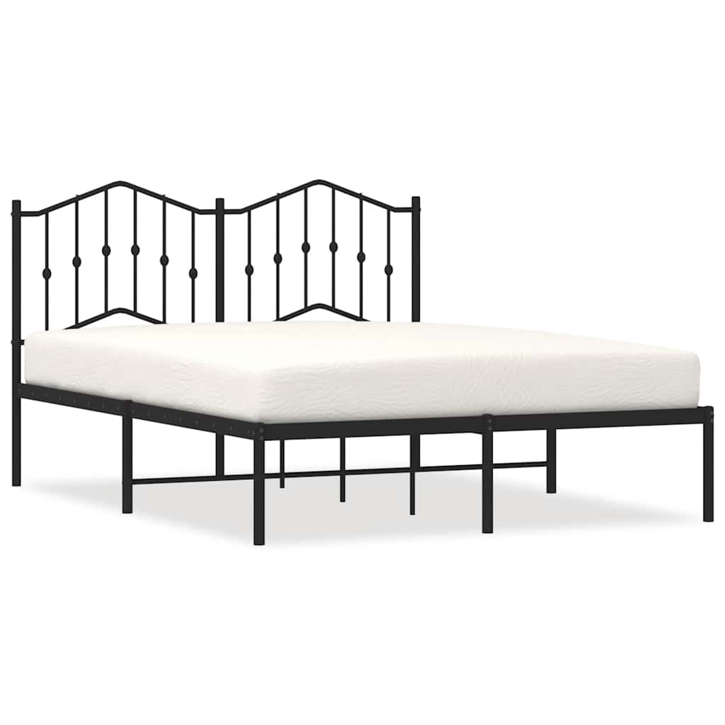 Metalni okvir za krevet s uzglavljem crni 135x190 cm
