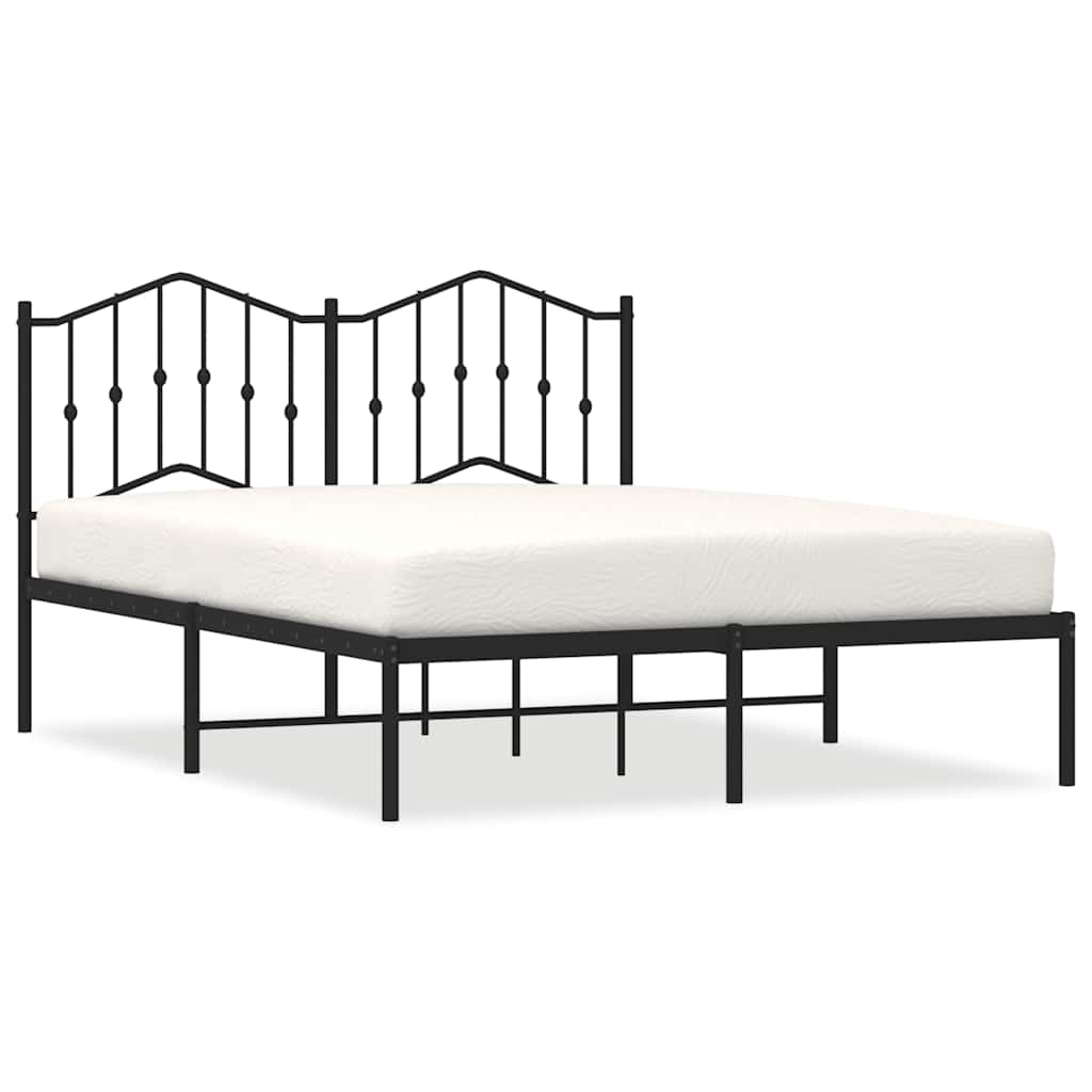 Metalni okvir za krevet s uzglavljem crni 140x190 cm