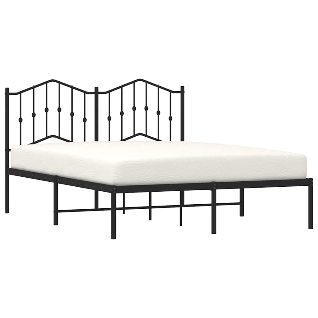 Metalni okvir za krevet s uzglavljem crni 140x190 cm