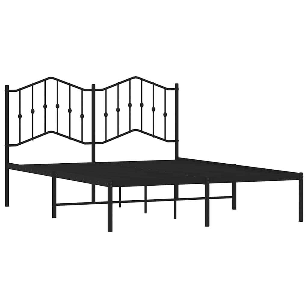 Metalni okvir za krevet s uzglavljem crni 140x190 cm
