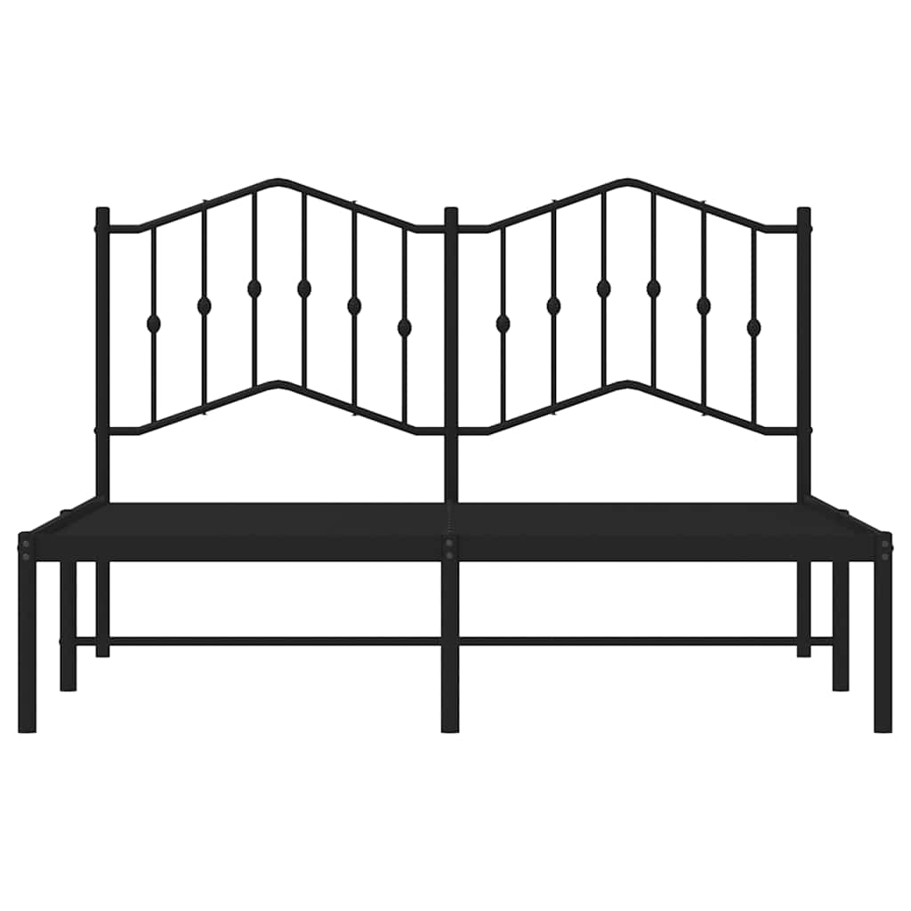 Metalni okvir za krevet s uzglavljem crni 140x190 cm