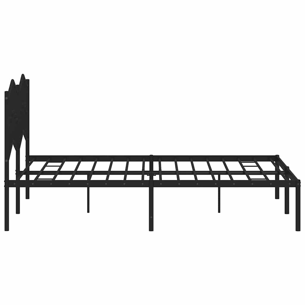 Metalni okvir za krevet s uzglavljem crni 140x190 cm