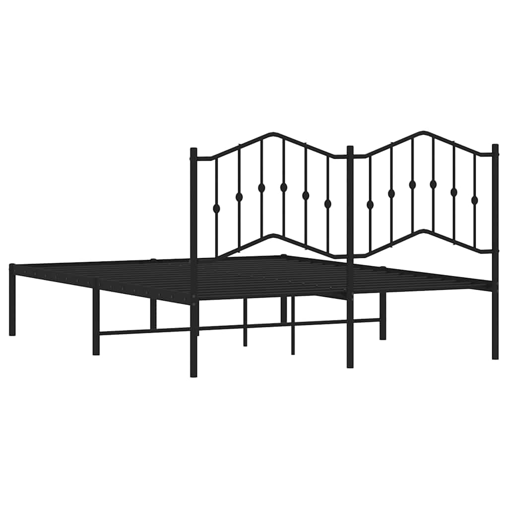 Metalni okvir za krevet s uzglavljem crni 140x190 cm