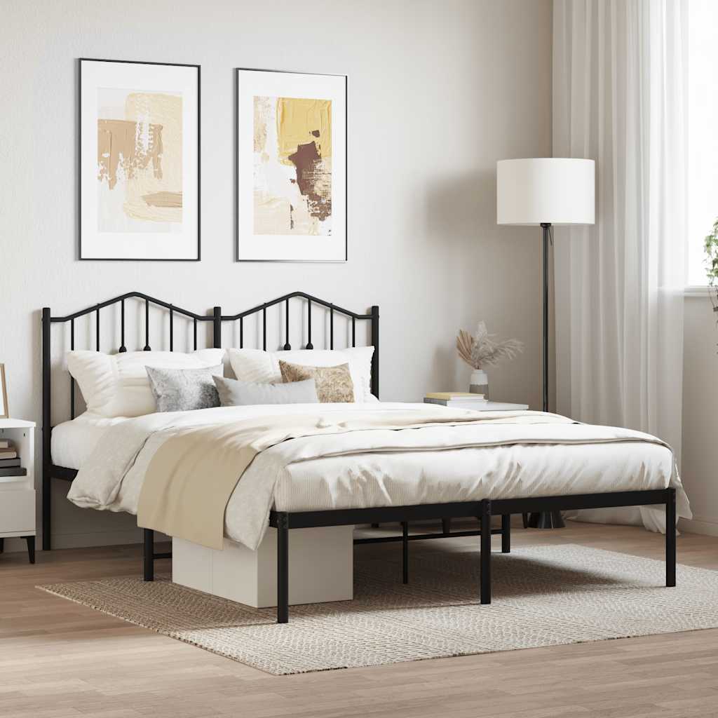 Metalni okvir za krevet s uzglavljem crni 140x190 cm