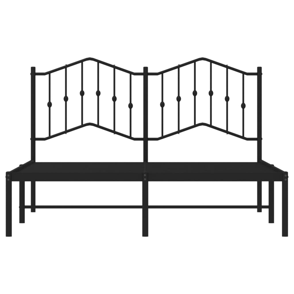 Metalni okvir za krevet s uzglavljem crni 140x200 cm