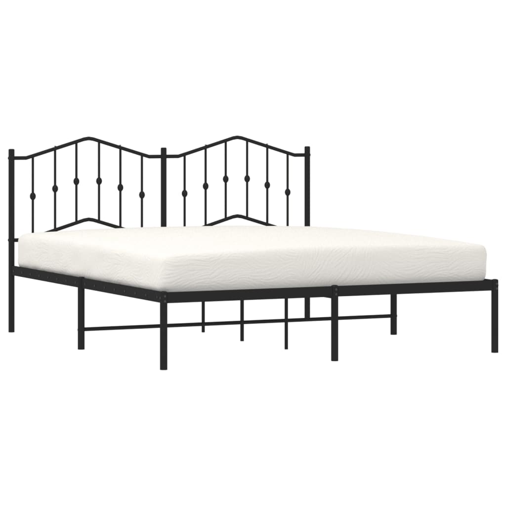 Metalni okvir za krevet s uzglavljem crni 160x200 cm