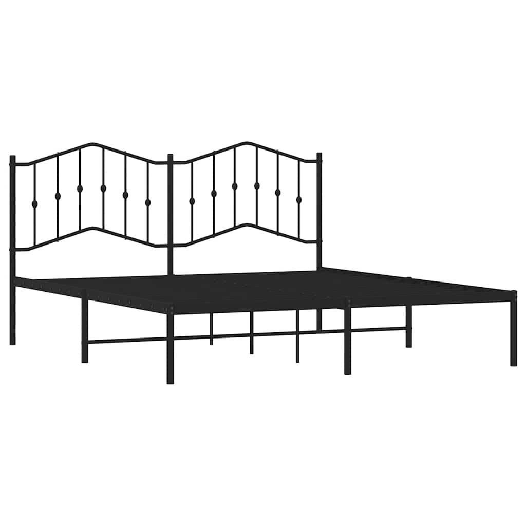 Metalni okvir za krevet s uzglavljem crni 183x213 cm