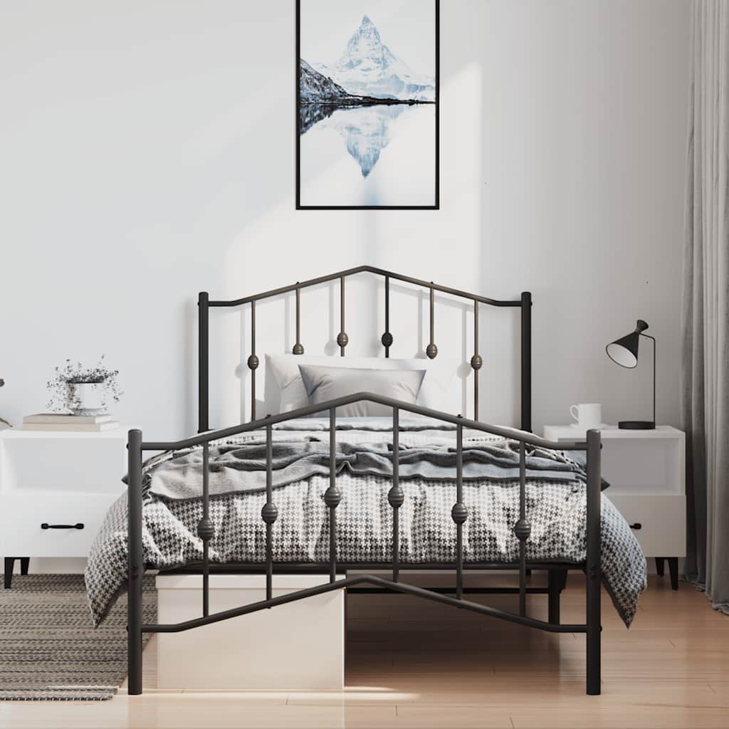 Metalni okvir kreveta s uzglavljem i podnožjem crni 100x200 cm