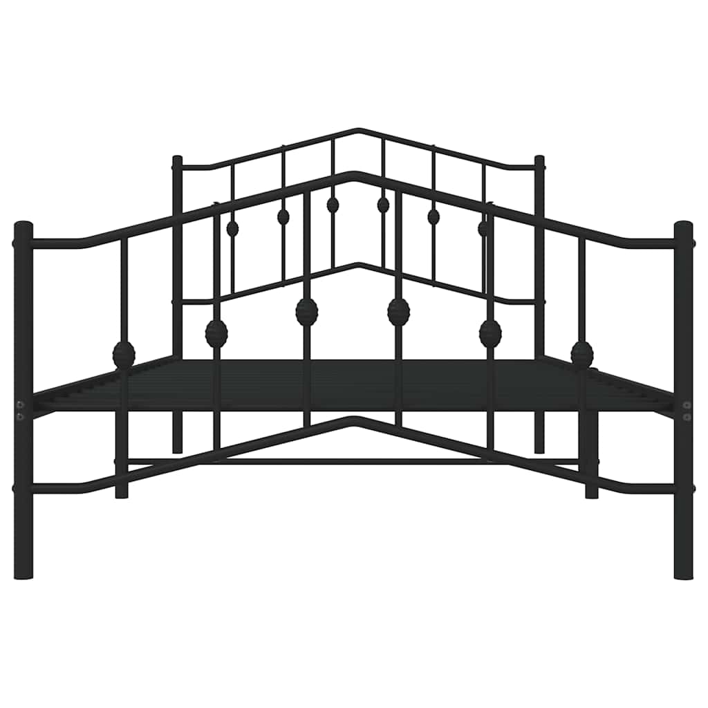 Metalni okvir kreveta s uzglavljem i podnožjem crni 100x200 cm