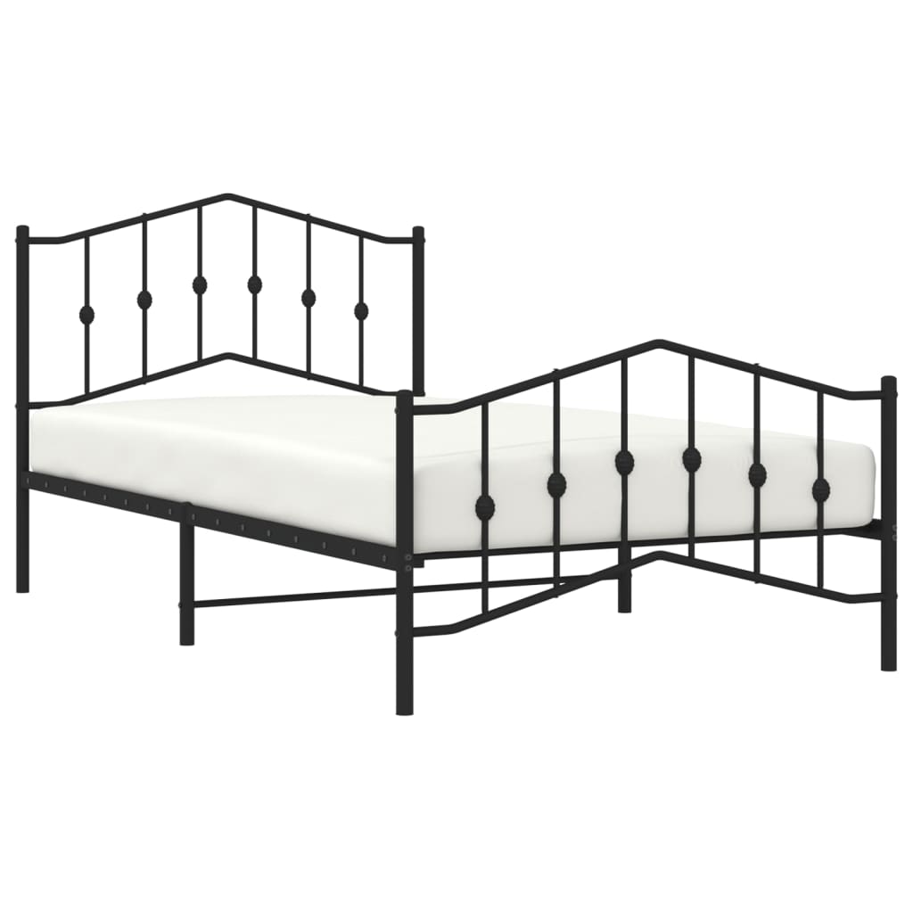 Metalni okvir kreveta s uzglavljem i podnožjem crni 107x203 cm