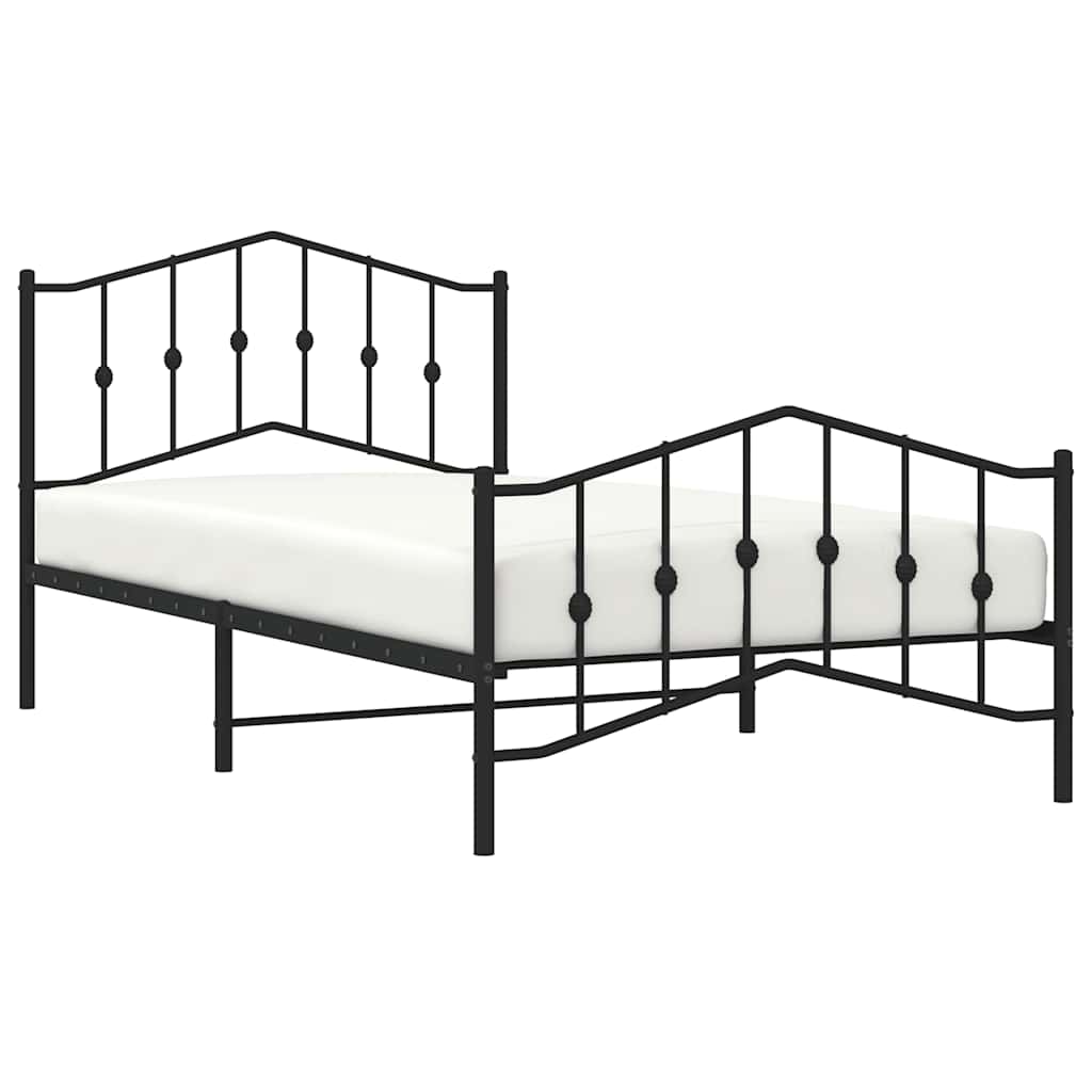 Metalni okvir kreveta s uzglavljem i podnožjem crni 107x203 cm